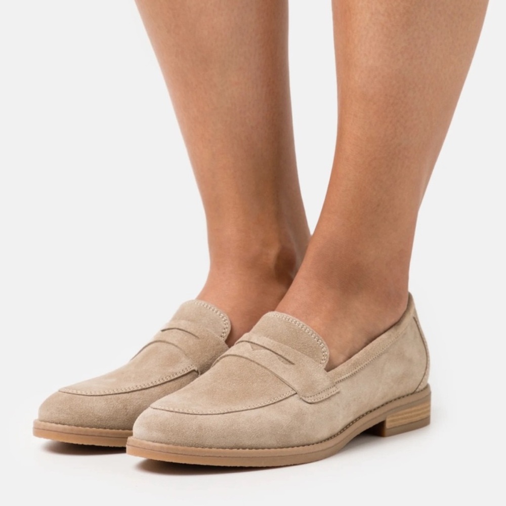 SAM EDELMAN Womens Beige Penny Birch Round Toe Slip On Leather Loafers 8